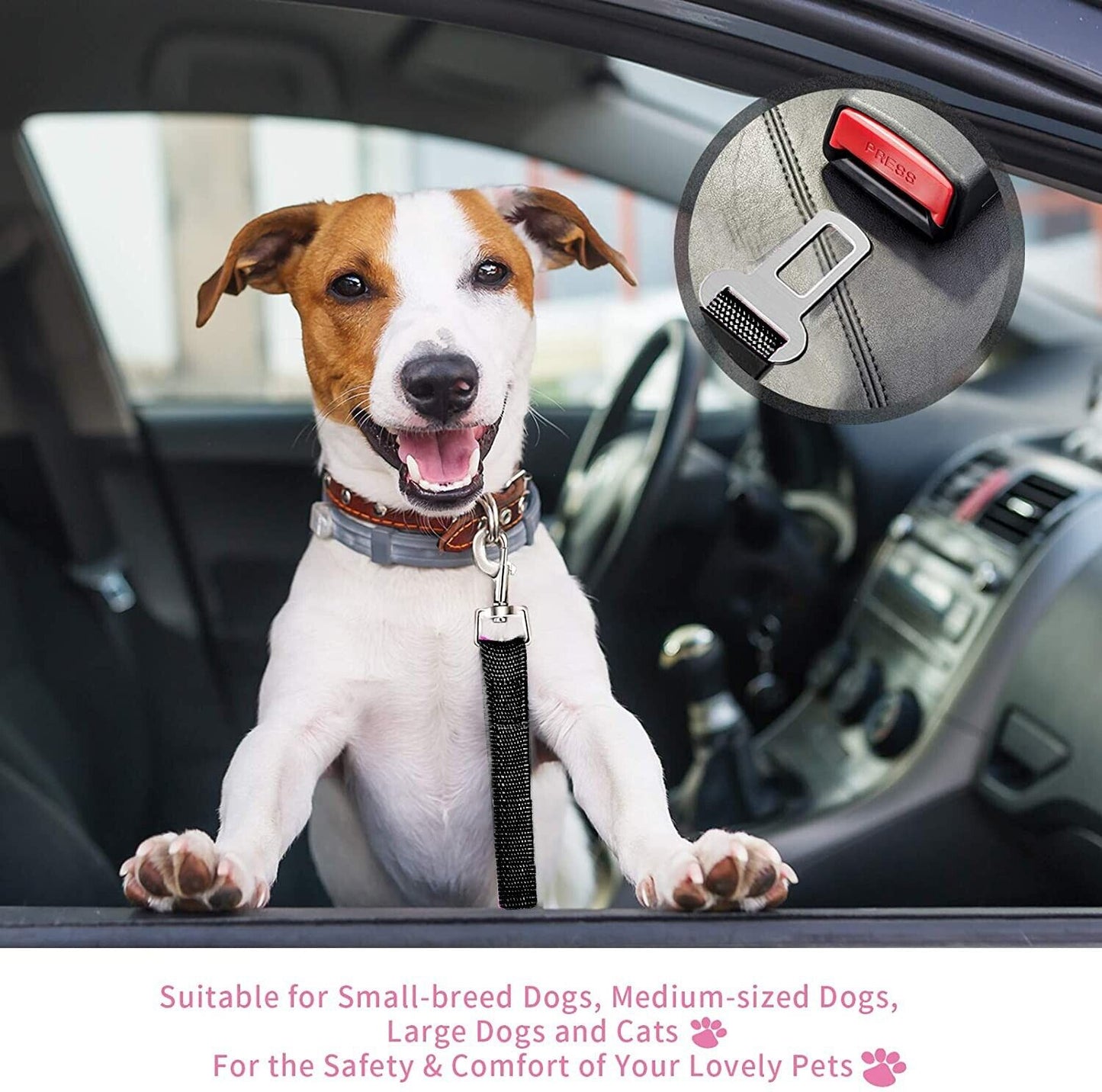 2 Pack Pet Safety Seatbelt Adjustable Harness
