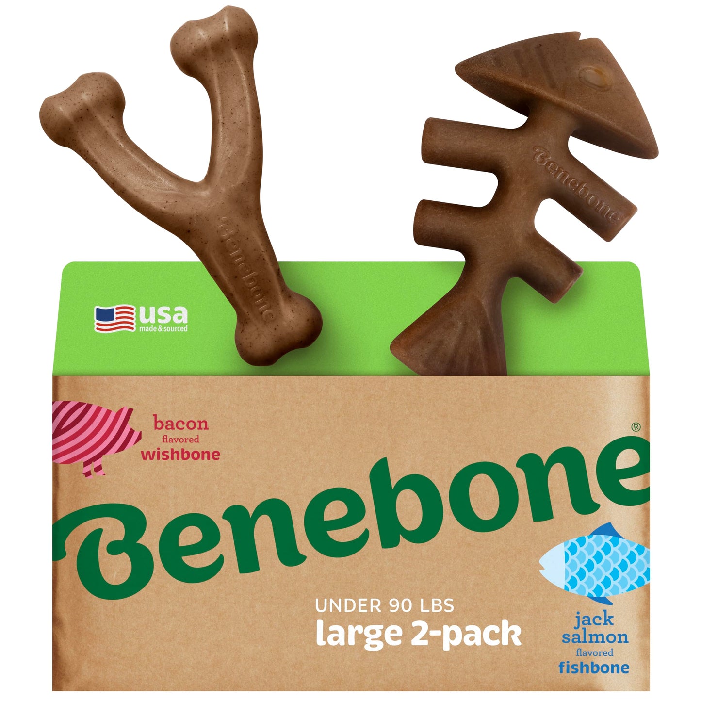 Benebone Medium 4-Pack Dog Chew Toys for Aggressive Chewers, Made in USA, 60lbs and Under