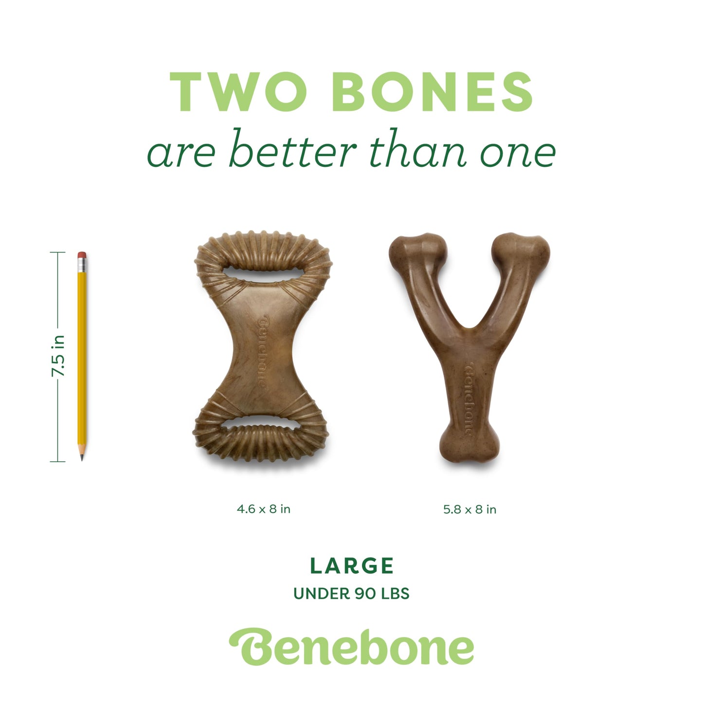 Benebone Medium 4-Pack Dog Chew Toys for Aggressive Chewers, Made in USA, 60lbs and Under