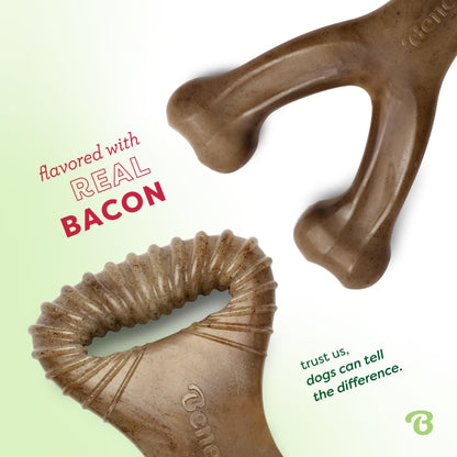Benebone Medium 4-Pack Dog Chew Toys for Aggressive Chewers, Made in USA, 60lbs and Under