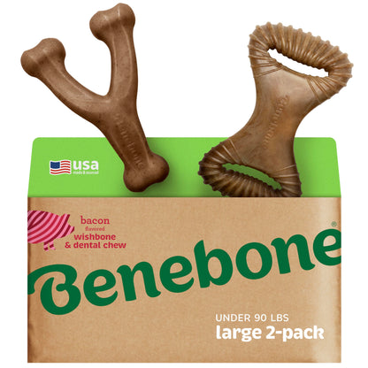 Benebone Medium 4-Pack Dog Chew Toys for Aggressive Chewers, Made in USA, 60lbs and Under