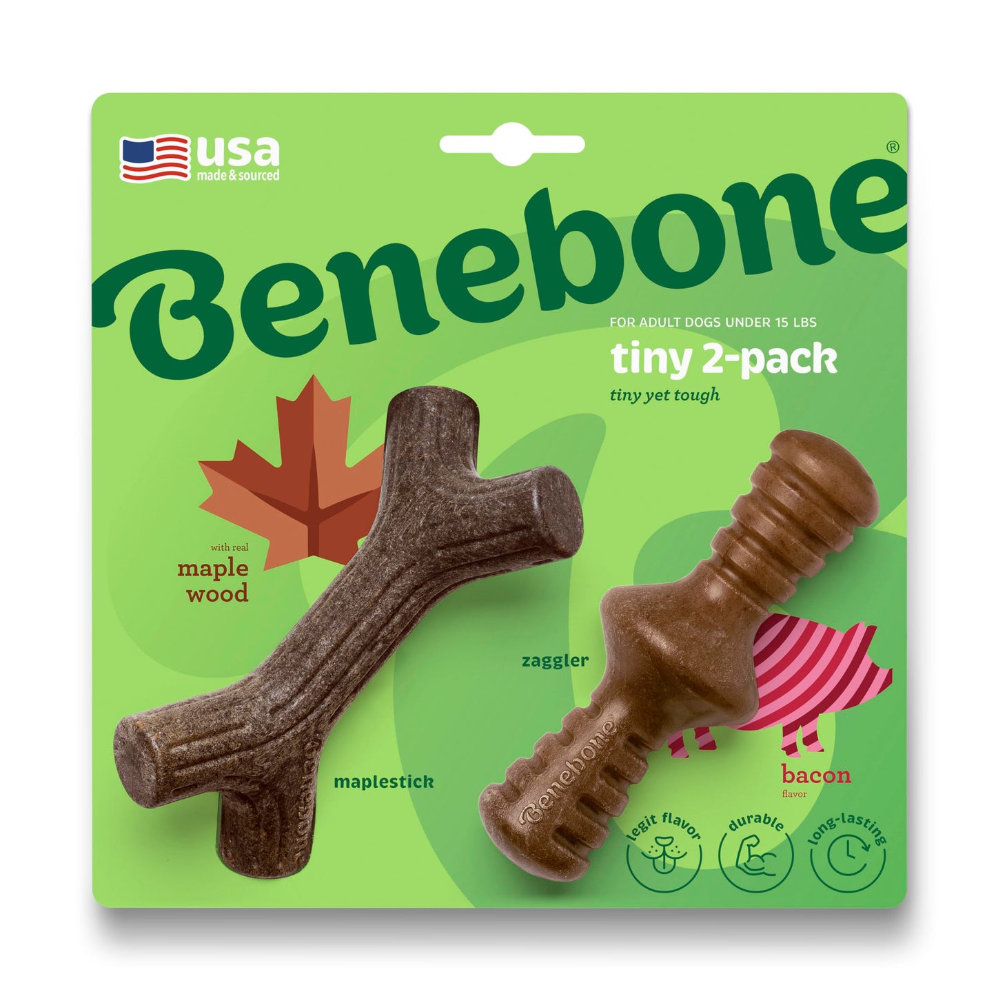 Benebone Medium 4-Pack Dog Chew Toys for Aggressive Chewers, Made in USA, 60lbs and Under