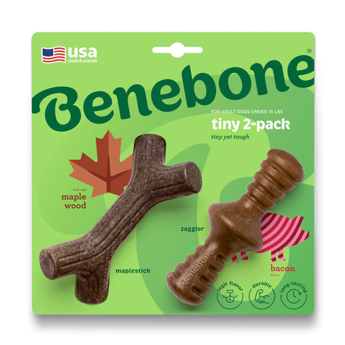 Benebone Medium 4-Pack Dog Chew Toys for Aggressive Chewers, Made in USA, 60lbs and Under