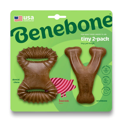 Benebone Medium 4-Pack Dog Chew Toys for Aggressive Chewers, Made in USA, 60lbs and Under
