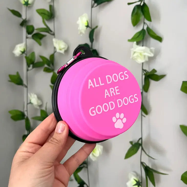 Travel Pet Dish for Dogs and Cats - Collapsible and Available in Multiple Phrases