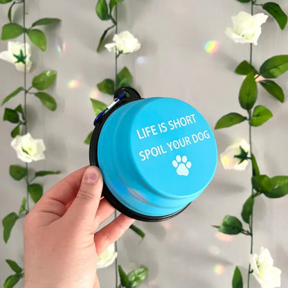 Travel Pet Dish for Dogs and Cats - Collapsible and Available in Multiple Phrases